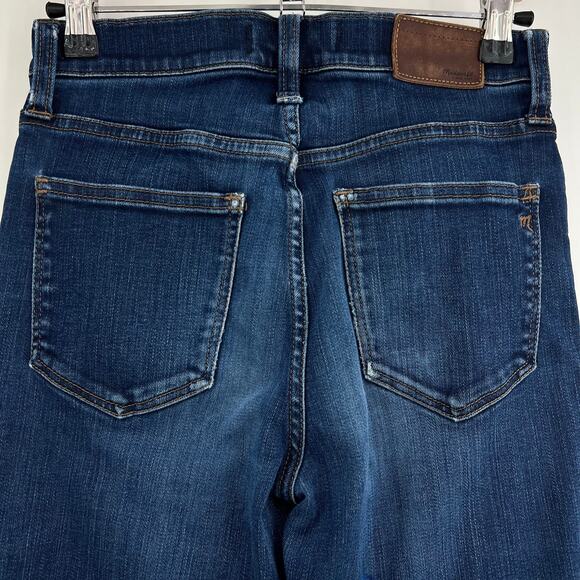 Madewell (25) 25x27.5 Short High Rise Alley Straight Jeans Blue Dark Wash - Picture 4 of 10